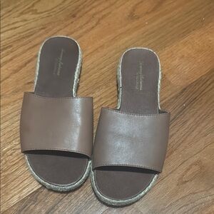 Tommy Bahama Brown Leather Slide Sandals